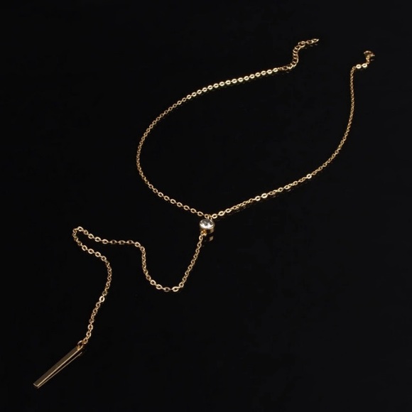 GOLD DROP BAR NECKLACE - Picture 2 of 2